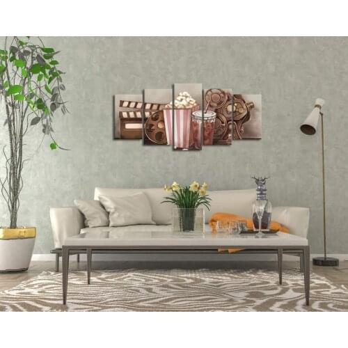 5 Pcs Classic Old Fashion Film Reels Popcorn Poster Picture Print Wall Art Canvas Painting Wall Decor for Living Room No Framed