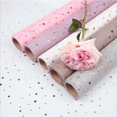 5 yards star and moon yarn bronzing rose bouquet DIY material gauze wedding party Valentines day bouquet gift packaging