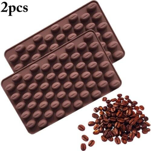 55 Cavity Mini Coffee Beans Shape Baking Tray Chocolate Cake Decorating Tools Fondant Silicone Candy Mold Cake Decoration Baking