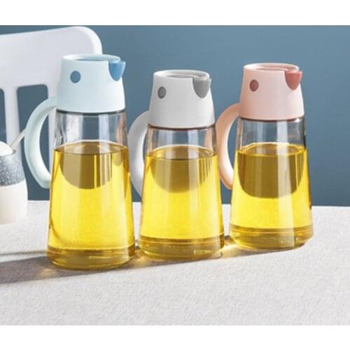 550ml Eco-friendly Olive Oil Vinegar Glass Dispenser Vinegar Pourer Bottle Control Switch Prevent Leaking Non- Drip Spout Design