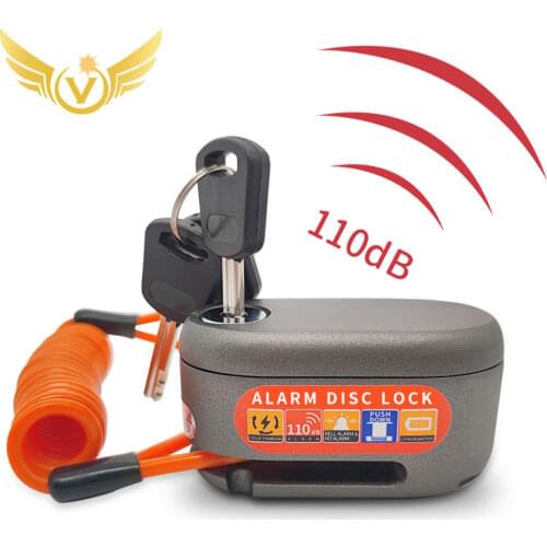 Lock-Motor Disc Brake Alarm Sound Lock Motorcycle Disc Brake Lock 110db Loud Security Waterproof bicycle lock + Reminder rope