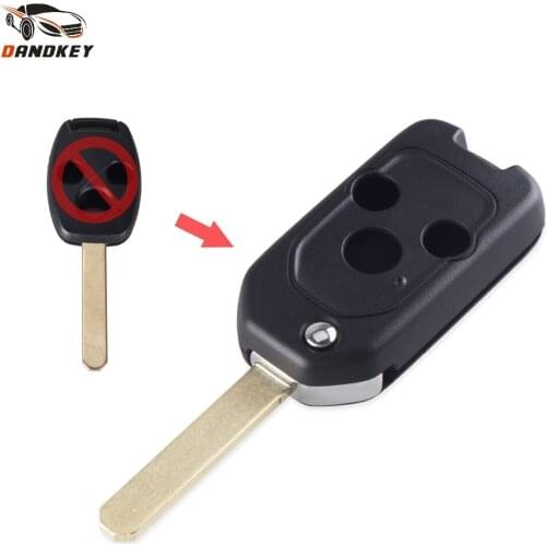 Dandkey For Honda Accord Civic Pilot Insight CRV Odyssey 3 Buttons Folding Flip Modified Remote Key Shell Cover Blade key shell