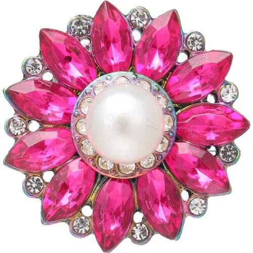 Crystal flower 18mm Metal snap button jewelry DIY bracelet KC8477