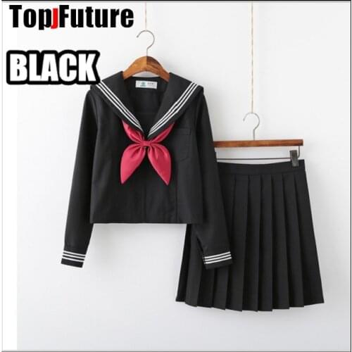 JK uniform BLACK navy Japanese sailors bad girl suit students class uniform school uniform academic style sailo suit top shirt