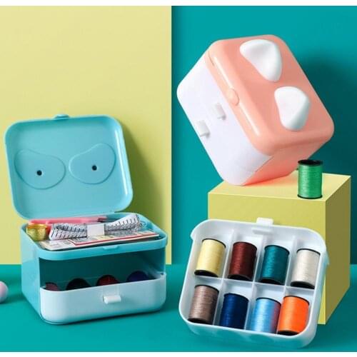 1 Set Sewing Thread Box Set Multi-use PP Knitting Crafts Partition Storage Sewing Box Kit for Clothes Sewing Accessories