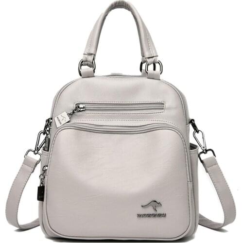 High Quality Leather Casual Backpacks for Teenage Girls School Shoulder Bags Multi-function Women Small Backpack Mochila Mujer