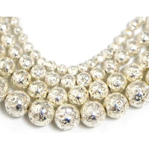 4/6/8/10mm Natural Stone Rhodium Lava Volcanic Hematite Beads Round Loose Beads For Jewelry Making DIY Bracelet Necklace