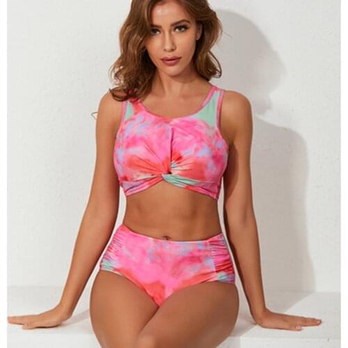 Tie Dye Bikini Set High Waist Swimsuit Women Push Up Swimwear Female 2021 Vest Bathing Suit Two Pieces Set Beach Wear Biquini