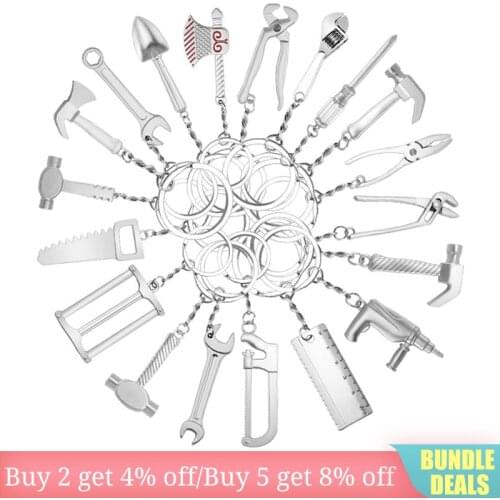 Mini Wrench Tool Keychain Metal Construction Hardware Tool Keychain Toy Gift Assorted Designs DIY Creative Tool for Car Keyring