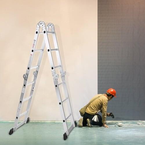 7 in 1 MultiPurpose Step Ladder Folding Scaffold Aluminum Extension Ladder Work Platform W/ Safety Locking Hinge 330LB/150KG