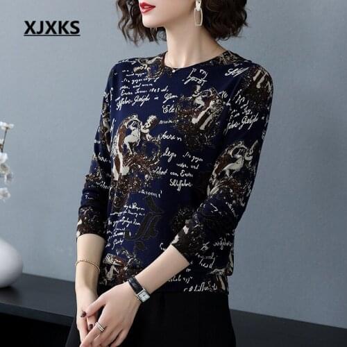 XJXKS Fashion printed letters women wool sweater 2020 autumn winter new high-end comfortable knitted sweater women pullover