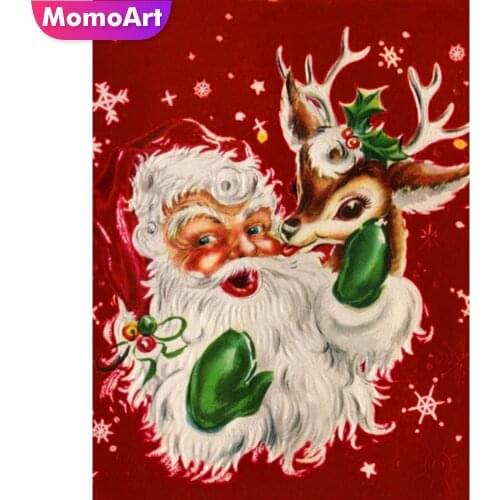 MomoArt 5D DIY Diamond Embroidery Santa Claus Craft Kit Diamond Painting Christmas Cartoon Hobbies And Crafts Home Decorations