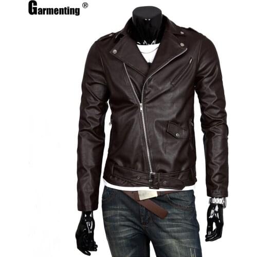 Plus SIze Mens Pu Leather Jacket 2021 Spring Autumn Motorcycle Jackets Irregular Zipper Faux Leather Outerwear Black Men Clothes