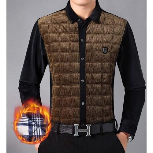 Autumn&Winter 2018 New plus velvet thick quality long sleeve shirt 3 Color plaid pattern fashion casual boutique shirt men M-3XL
