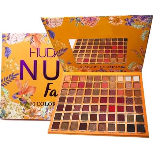 NUDE 70 Colors Glitter Makeup Eyeshadow Palette Earth Warm Color Pigmented Shadows Palette Shimmer Matte Eye Shadow Palette