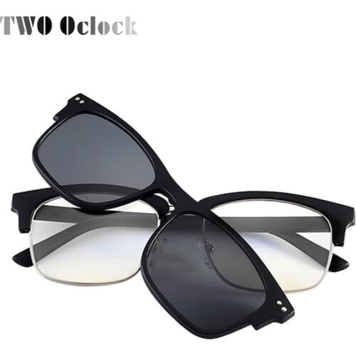 TWO Oclock Multi-Clips Eyewear Magnetic Clip On Sunglasses Men Women Polarized TR90 Square Optical Myopia Eyeglass Frame L2275