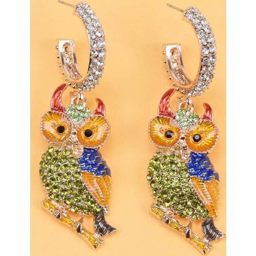 Wholesale New Brand Vintage Hyperbole Animal Metal Drop Earrings Bohemian Bird Owl Earrings Fashion Women Jewelry Brincos