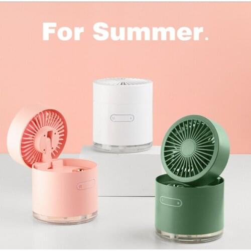 Portable Desktop Folding Mini Fans Small Fan Spray Cooling Rechargeable Portable Spray Cooling Artifact USB Humidifier
