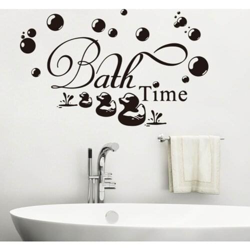 Removable DIY Bath Time Duck Letter Wall Tile Glass Sticker Decal Bathroom Decoration Wall Stickers