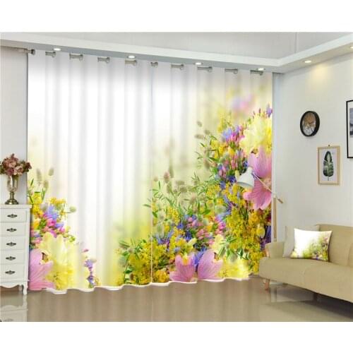 Morden Blackout Window Curtain flowers 3D Curtains For girls Bedding room Living room Hotel Drapes Cortinas De Sala