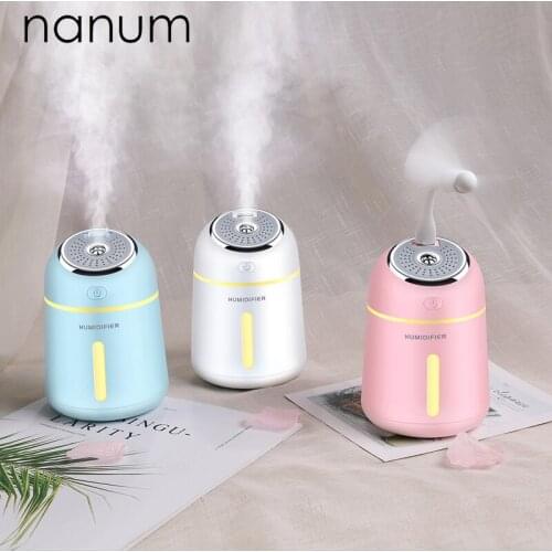 Creative 3 in 1 small Q Humidifier Essential Oil Diffuser Aroma Lamp LED Night Light USB Fan Aromatherapy Air freshener Fogge