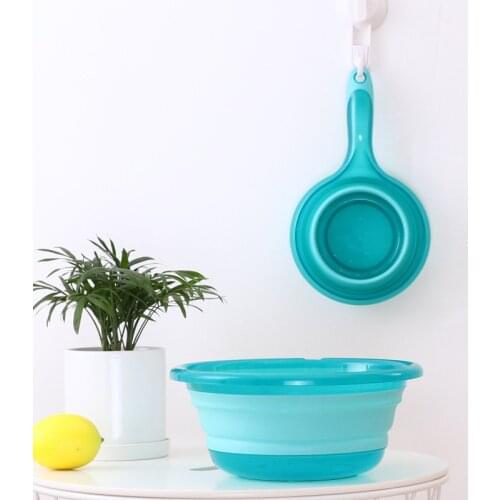 Portable Basins Creative Silicone Large Folding Washbasin Travel Camping Collapsible Water Scoop with Handle Bathroom Accessory