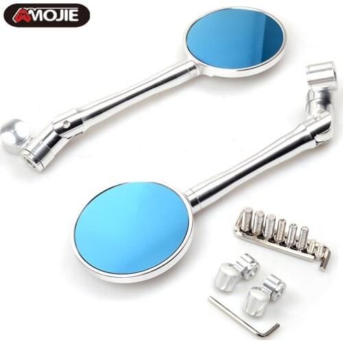Universal Aluminum Motorcycle Handlebar Rear View Mirrors Blue Anti-glare Mirror for Honda Yamaha Suzuki Scooter Kawasaki