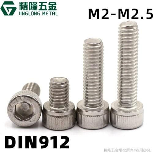 50pcs Hexagon Hex Socket Cap Head Screw HM M2/M2.5*4-20 Stainless Steel Allen Bolt DIN912 Hex Screw with Key