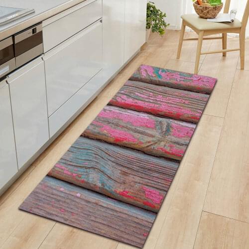Nordic Series Wood Grain Kitchen Carpet Entrance Door Mat Floor Mat Bathroom Absorbent Non-slip Long Carpet