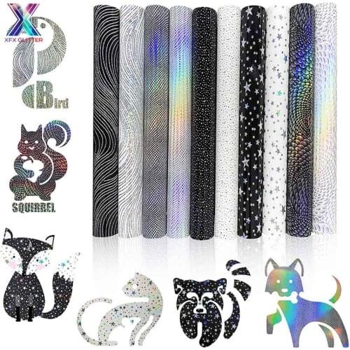 XINFANGXIU Free Shipping 25*150cm HTV Cricut Vinyl Black and White Stars Heat Transfer Stickers T-shirt Iron on HTV DIY Transfer