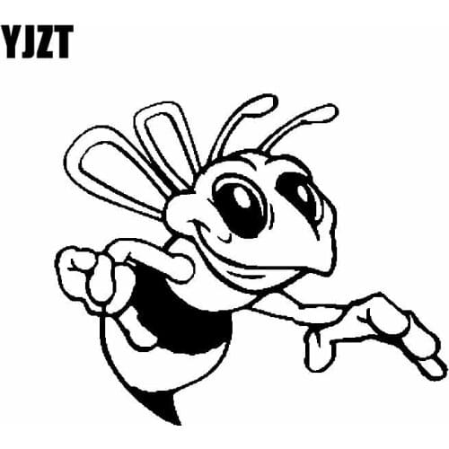 YJZT 12CM*10CM Smile Bee Car Big Eyes Sticker Vinyl Decal Honey Black/Silver C19-0115