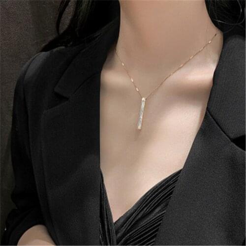 2021 New Titanium Steel Color Fast Chain Shell Long Pendant Necklace for Women Girl Fashion Luxury Girls Clavicle Chain Jewelry