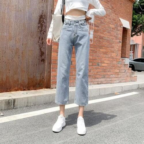 Woman Jeans Pants High Waist Straight-Leg Pants Pantalones Vaqueros Mujer