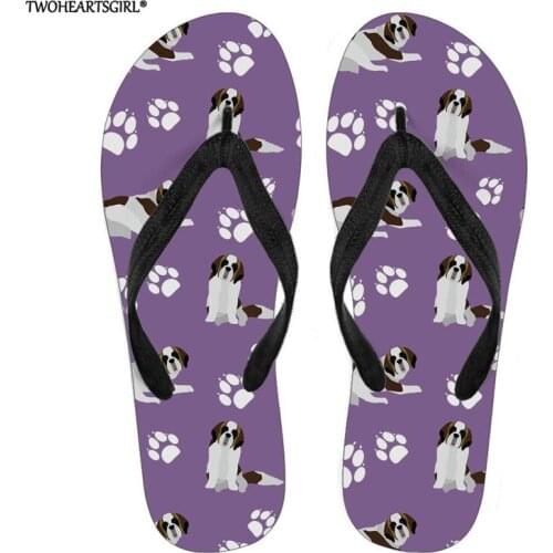 Twoheartsgirl St. Bernard Women Flipflops Beach Sandals Wedge Platform Thongs Slippers Flip Flops suummer shose for women girls
