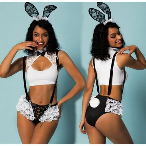 JSY Porno Womens Underwear Sexy Bunny Girl Uniform Cosplay Lingerie Set Hot Erotic Lace Bodysuit For Sex Role Play Pajamas Suit