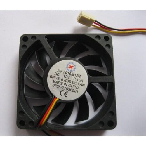 1 pcs Brushless DC Cooling Fan 11 Blade 12V 7015mm 3Wire