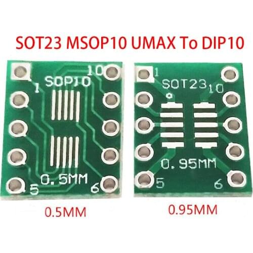 10PCS SOT23 MSOP10 UMAX To DIP10 Transfer Board DIP Pin Board Pitch Adapter New