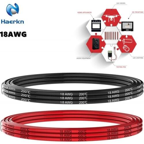 18 Gauge 0.82mm2 Electrical Silicone Wire Hook Up Wire Cable Black and Red Soft Flexiblen ned 18 AWG Copper Wire Primary wire