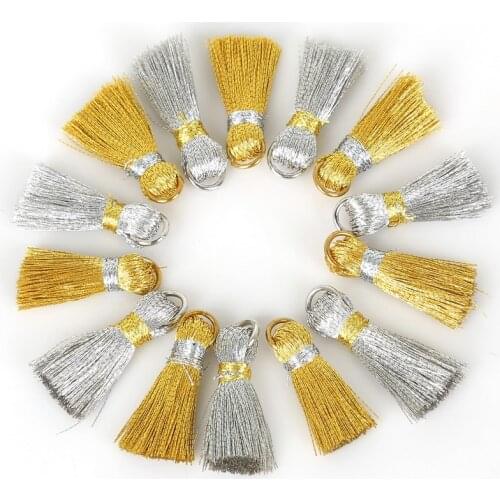 20Pcs 20mm Cute Small Rayon Thread Silk Tassels Gold RhodiumColor Earrings Charms Fringe Tassels For DIY Jewelry Making Ornament