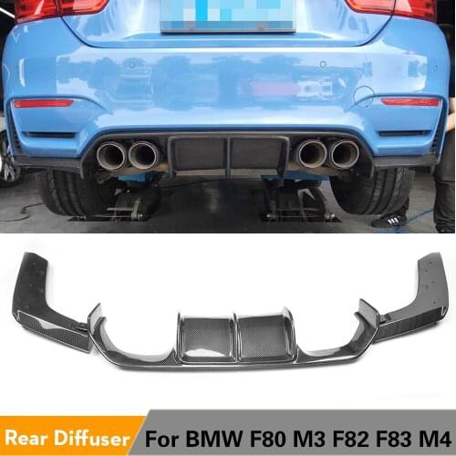 3PCS Carbon Fiber / FRP Unpainted Rear Bumper Lip Diffuser Spoiler for BMW F80 M3 4Door F82 M4 2Door 2014 - 2019