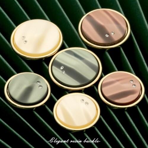 6pcs Sewing Resin Pearl Diamond Gold Metal Buttons for Clothing Blouse Women Suit Coat 15 18 21 25mm Pop Needlework Accessory