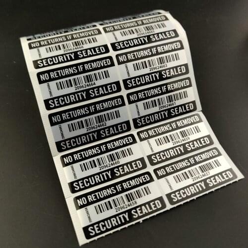 600PCS Labels Sticker Warranty Void If Removed Tamper Proof with Serial Number 50 x25mm