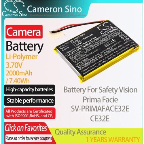 CameronSino Battery for Safety Vision Prima Facie SV-PRIMAFACE32E fits Safety Vision CE32E Digital camera Batteries 2000mAh