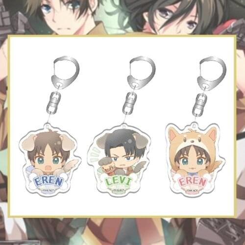 Anime Attack on Titan Keychain Cartoon Figure Acrylic Pendant Keyring Accessories Jewelry For Fans Gift