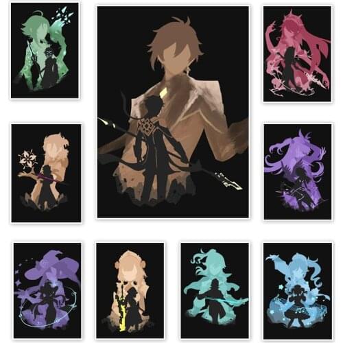 GAME Anime Genshin Impact Posters And Prints Cartoon Figure Canvas Painting Wall Art Pictures Bar Coffee House Home Decoration