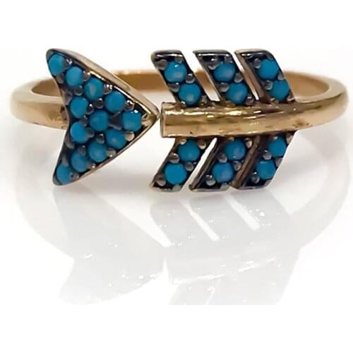 Turquoise Stone Arrow Silver Ring