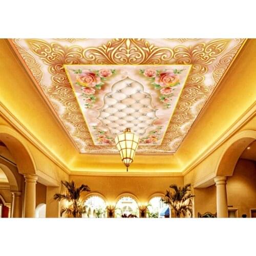 European luxury palace diamonds 3d wallpaper ceiling wallpapers for living room ceiling wallpaper