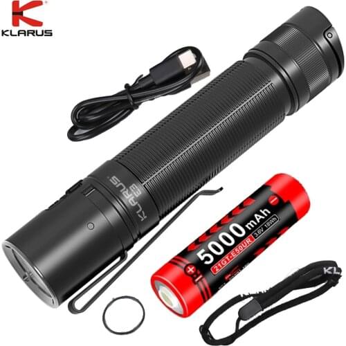 KLARUS E3 Flashlight Max 2200 lumens USB charging Torch light built-in 21700 5000mAh Battery for Camping Hiking Everyday Carry