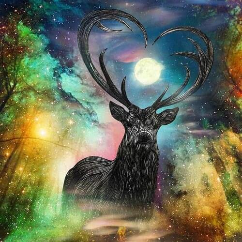 Full square 5d Diy Diamond Painting Diamond Embroidery Starry Sky, Forest, Deer picture diamond round,Cross Stitch ,almaznaya