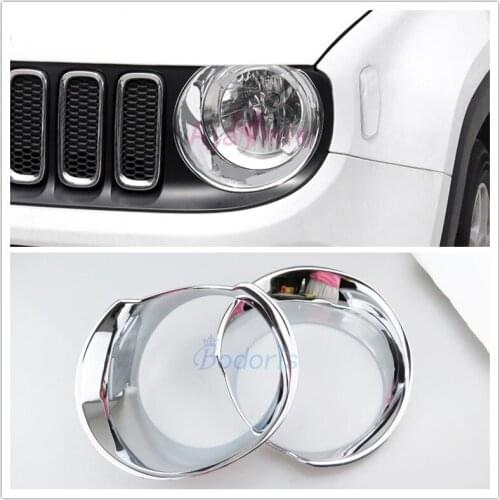 Headlight Cover Front Lamp Overlay Trims Frame Protector 2016-2017 ABS Chrome Car Styling For Jeep Renegade Accessories